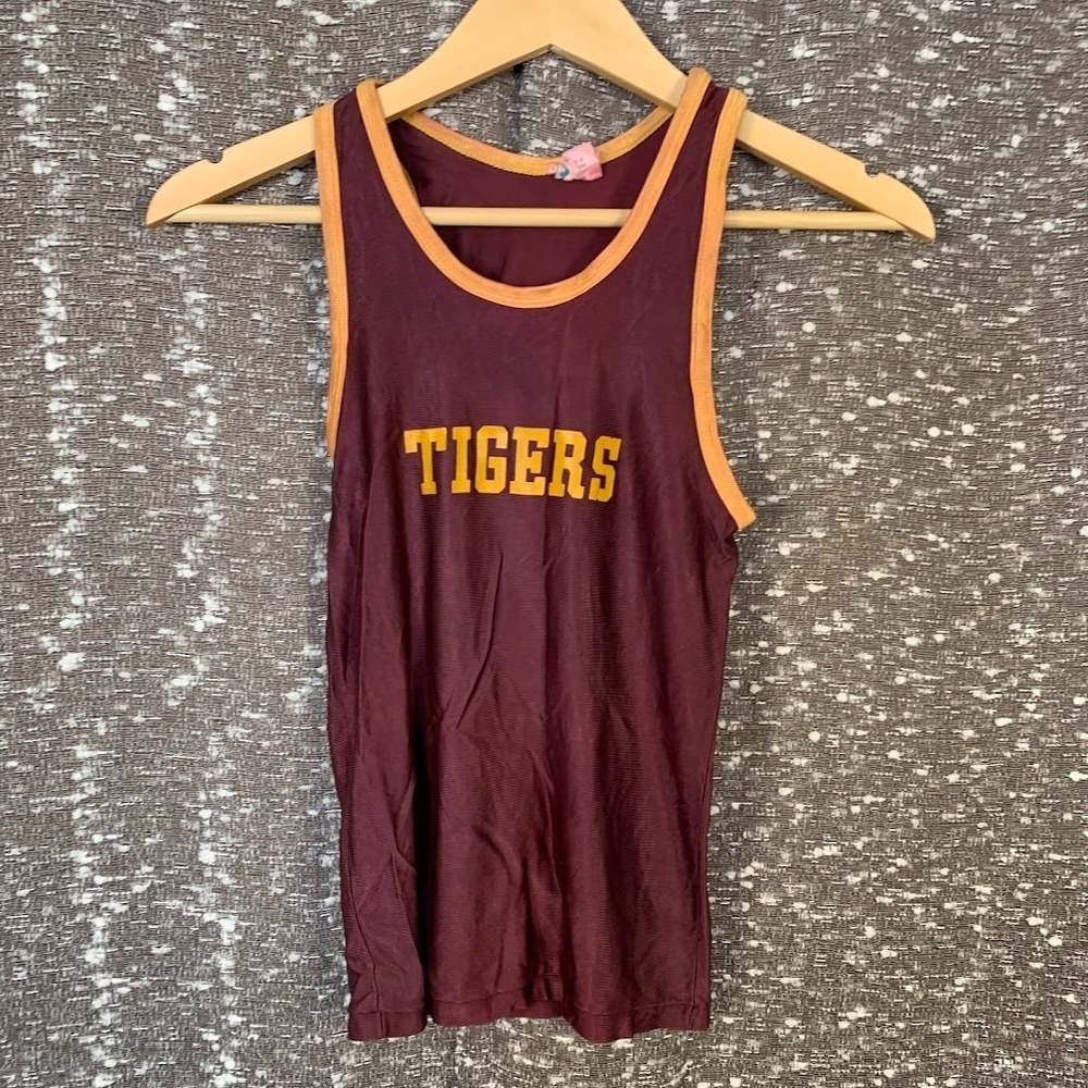 Vintage 60s 70s Mason Basketball Jersey Tigers Maroon/Gold Size Youth Small